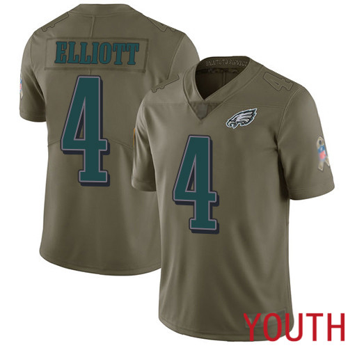 Youth Philadelphia Eagles #4 Jake Elliott Limited Olive 2017 Salute to Service Football NFL Jersey